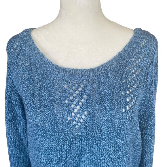 Carolyn Taylor women's large pullover blue long sleeve scoop neck sweater top - Picture 4 of 10